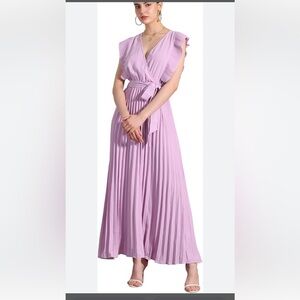 Elegant Lavender Pleated Maxi Dress